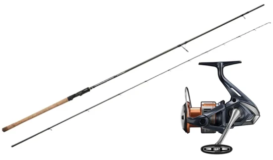 Savage Gear Parabellum Fiskesæt med stang og Shimano Nasci spinnehjul klar til kystfiskeri