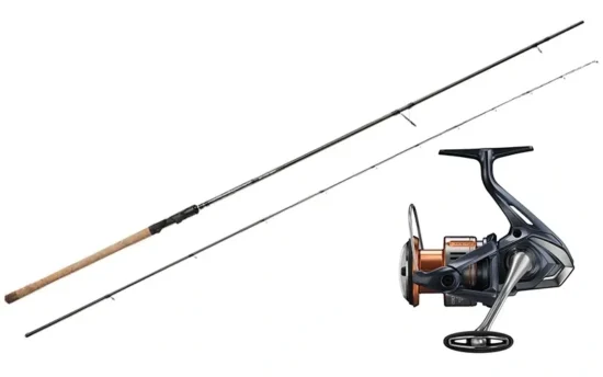 Savage Gear Parabellum Fiskesæt med stang og Shimano Nasci spinnehjul klar til kystfiskeri