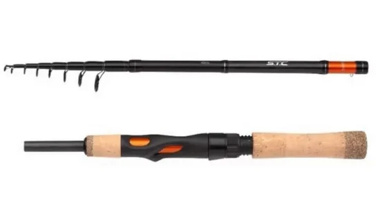 Shimano STC AX Spinning Mini Tele Fiskestang med transportrør og kompakt teleskopdesign.